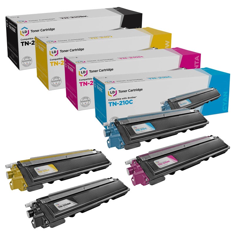 LD Compatible Toner Cartridge Replacement for Brother TN210 (Black, Cyan, Magenta, Yellow, 4-Pack) Compatible with Brother DCP-9010CN HL Printers HL-3040CN HL-3070CW HL-3045CN HL-3 - Image 1